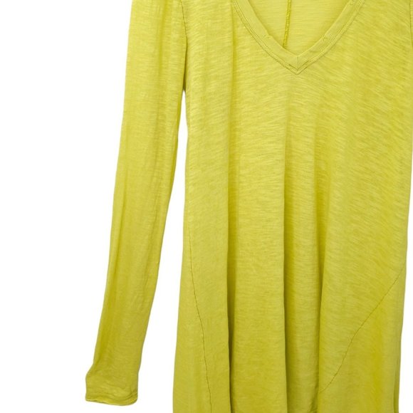 Free People We The Free T Shirt Womens M Yellow V Neck Distressed Long Sleeve - Picture 13 of 16